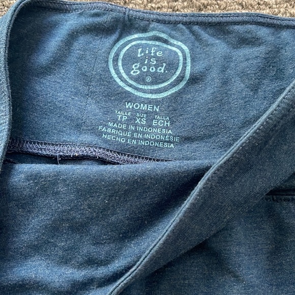 Life is Good Embroidered Skirt XSmall Stretch Blue Pocket - Picture 5 of 7